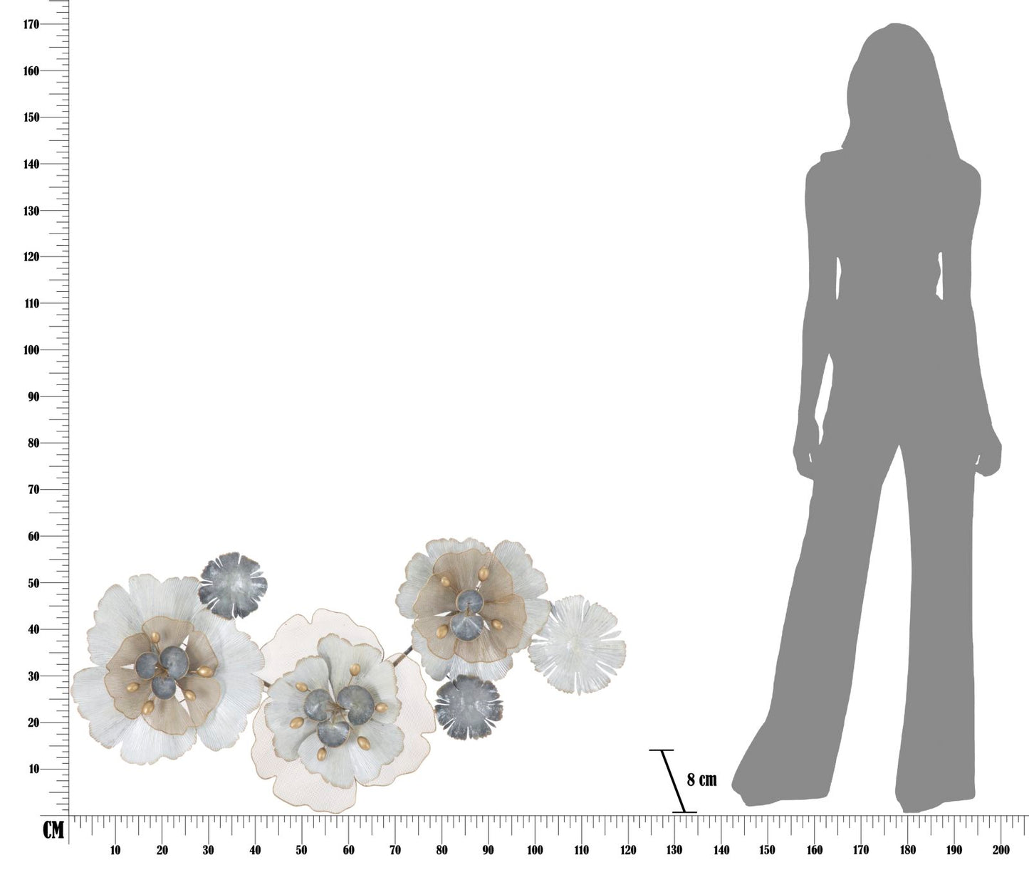 Painel em Ferro Flowery Cm 116,5x8x58