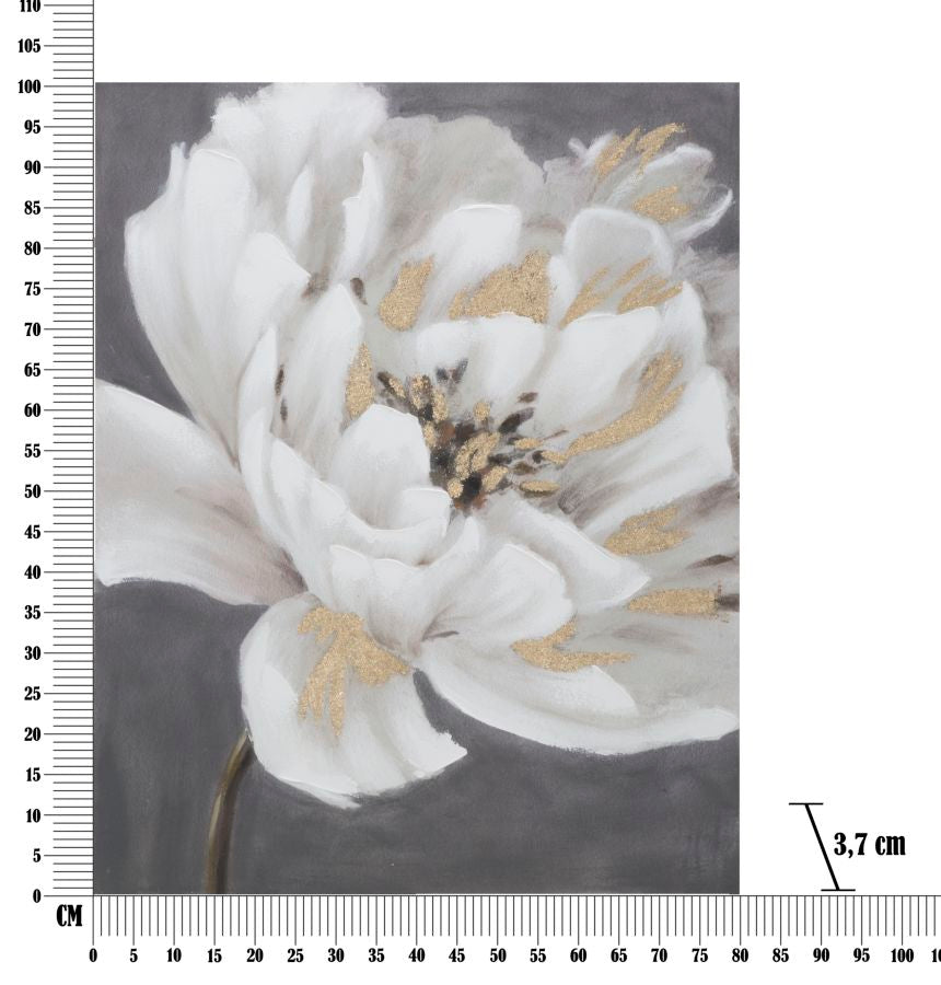 Pintura Sobre Tela Branco Dourado Flor Cm 80x3,7x100