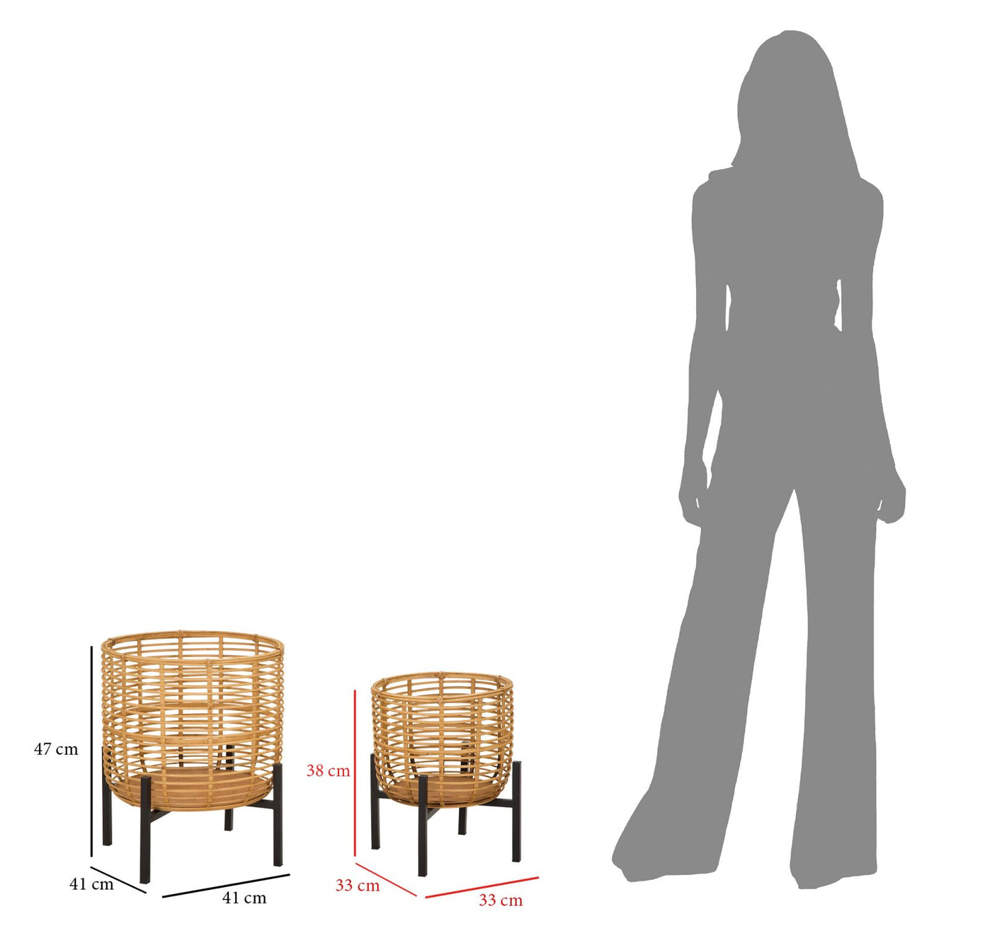 Jarra Rattan Par Cm ø 41x47-33x39