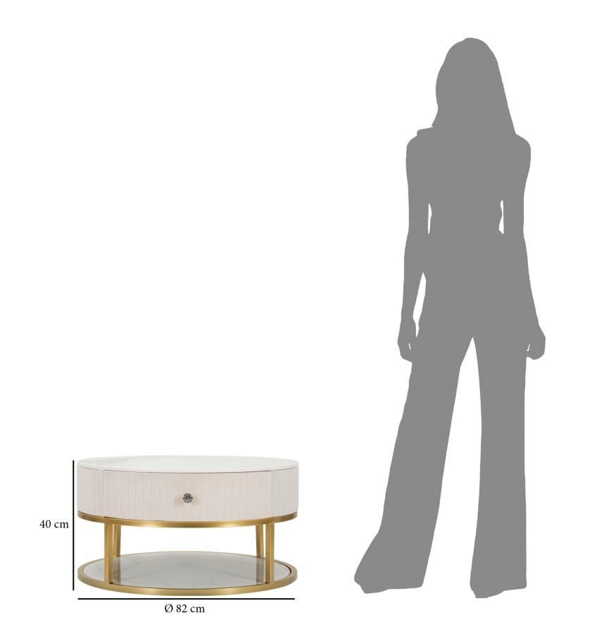 Mesa de Café Montpellier Creme Cm ø 75x36