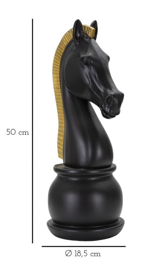 Cavalo Preto E Dourado Cm ø 18,5x50