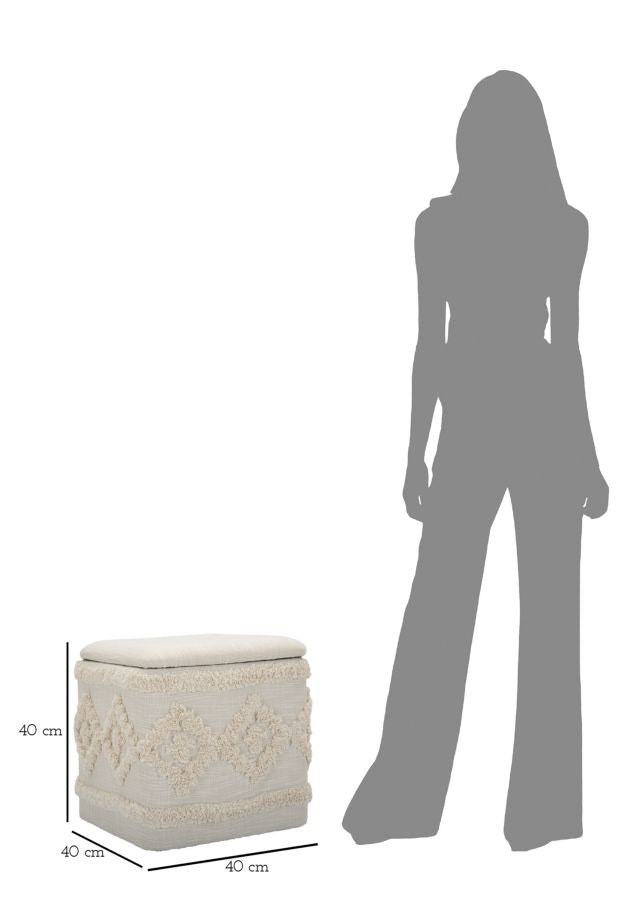 Pufe Recipiente Damasco Quadrato Cm 40x40x40