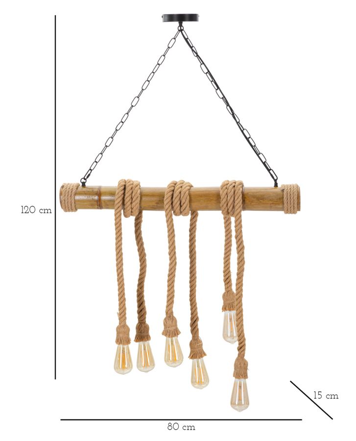 Candeeiro de Teto Bamboo Rope Cm 80x15x120