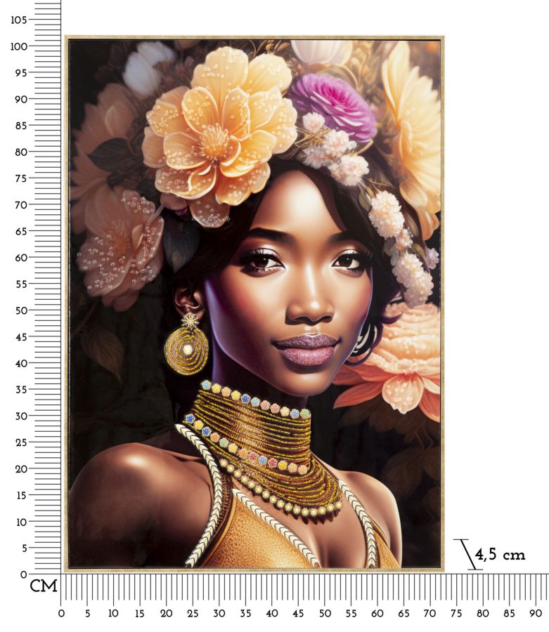 Pintura Sobre Tela com Moldura Zena -A- Cm 72x4,5x102
