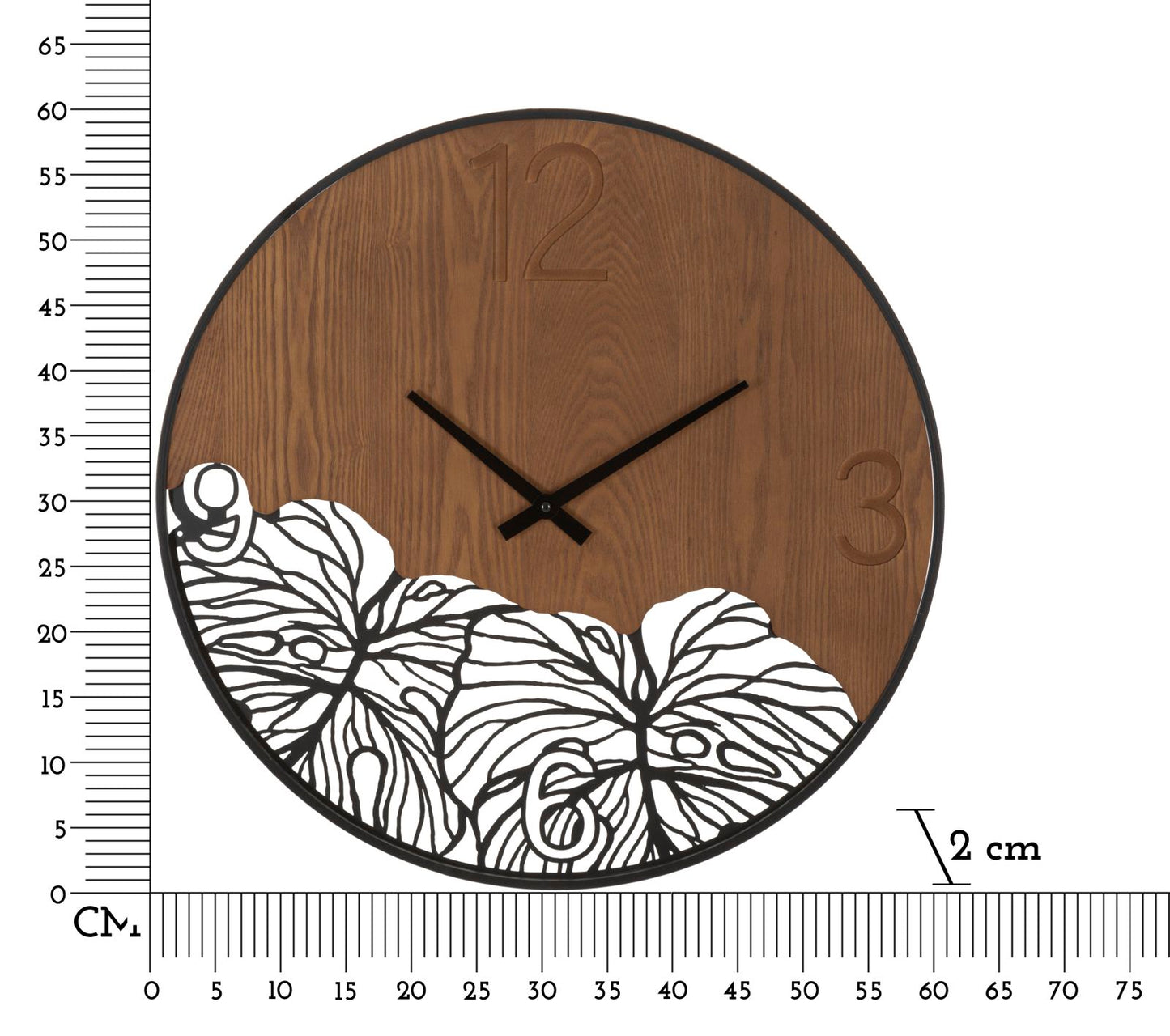 Orlogio de Parede Wood Folha Cm ø 60x2