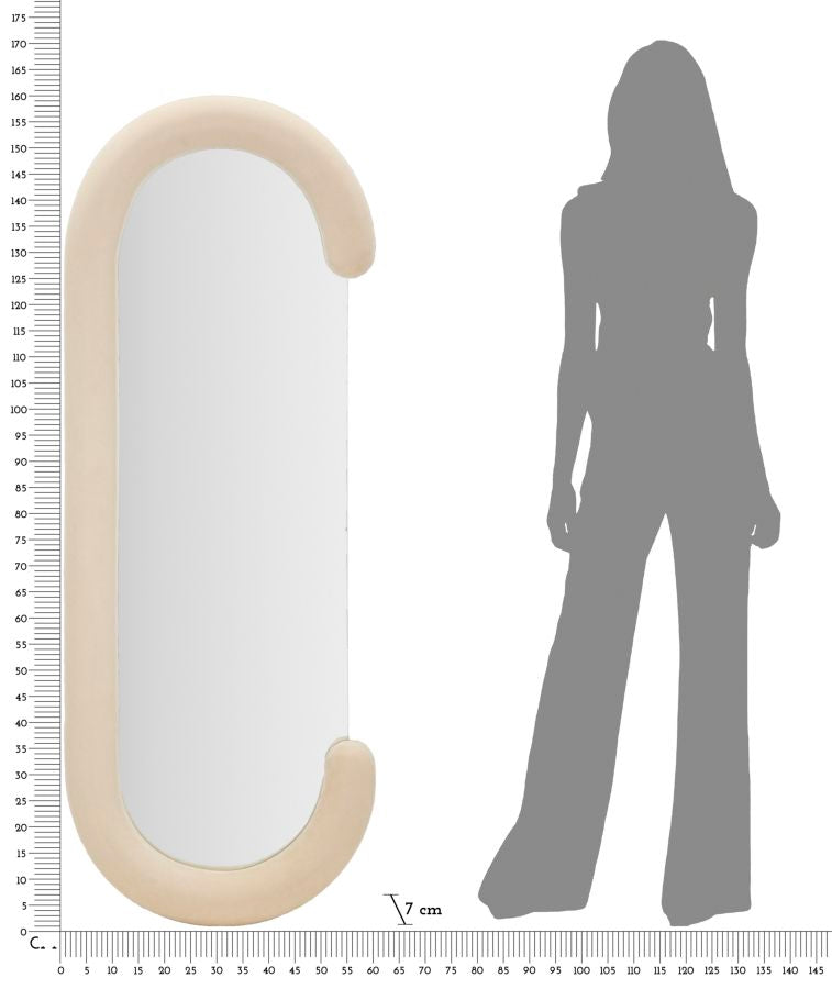 Espelho de Parede Chantal Veludo Creme Cm 60x7x160