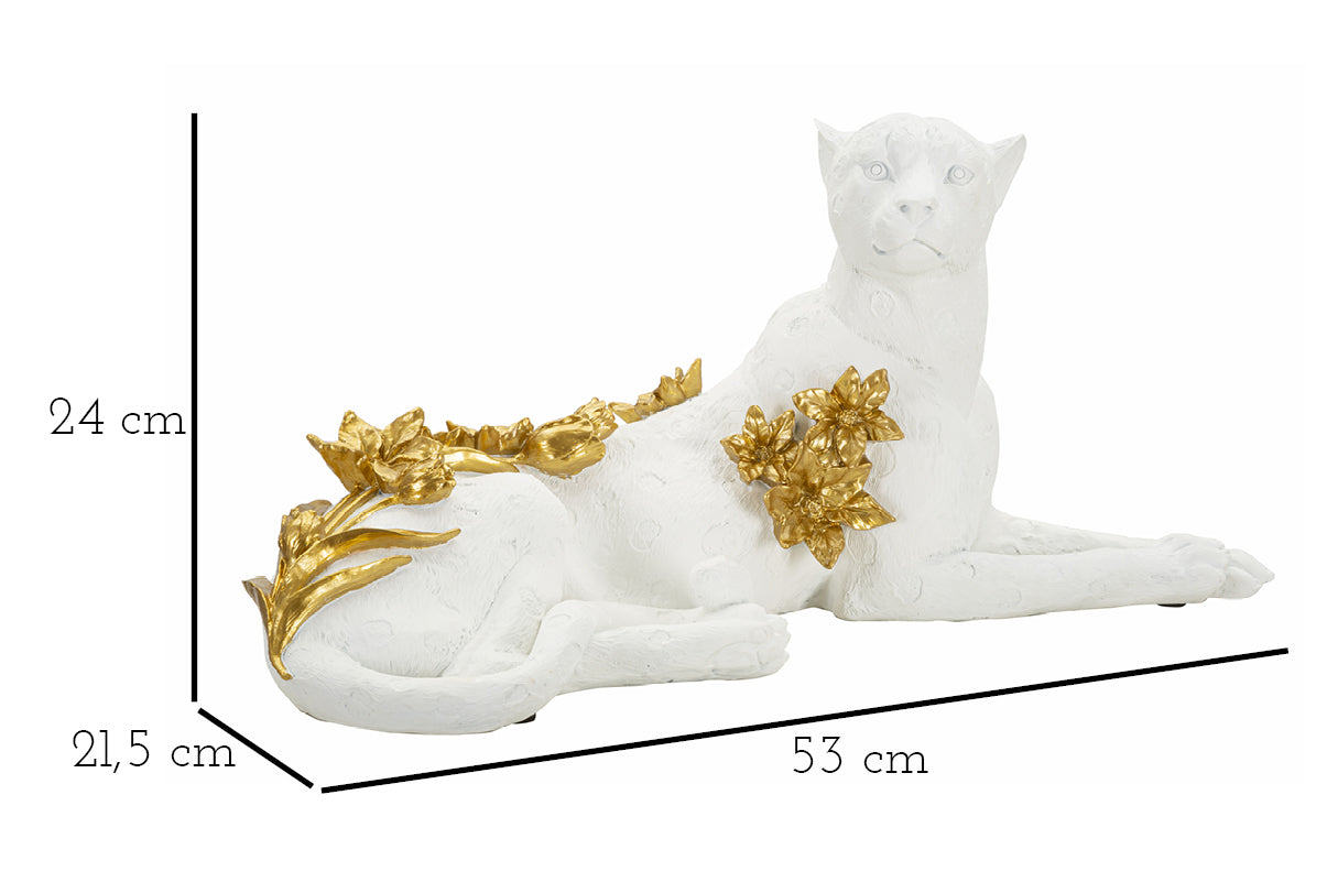 Leopardo Branco Dourado Cm 53x21,5x24