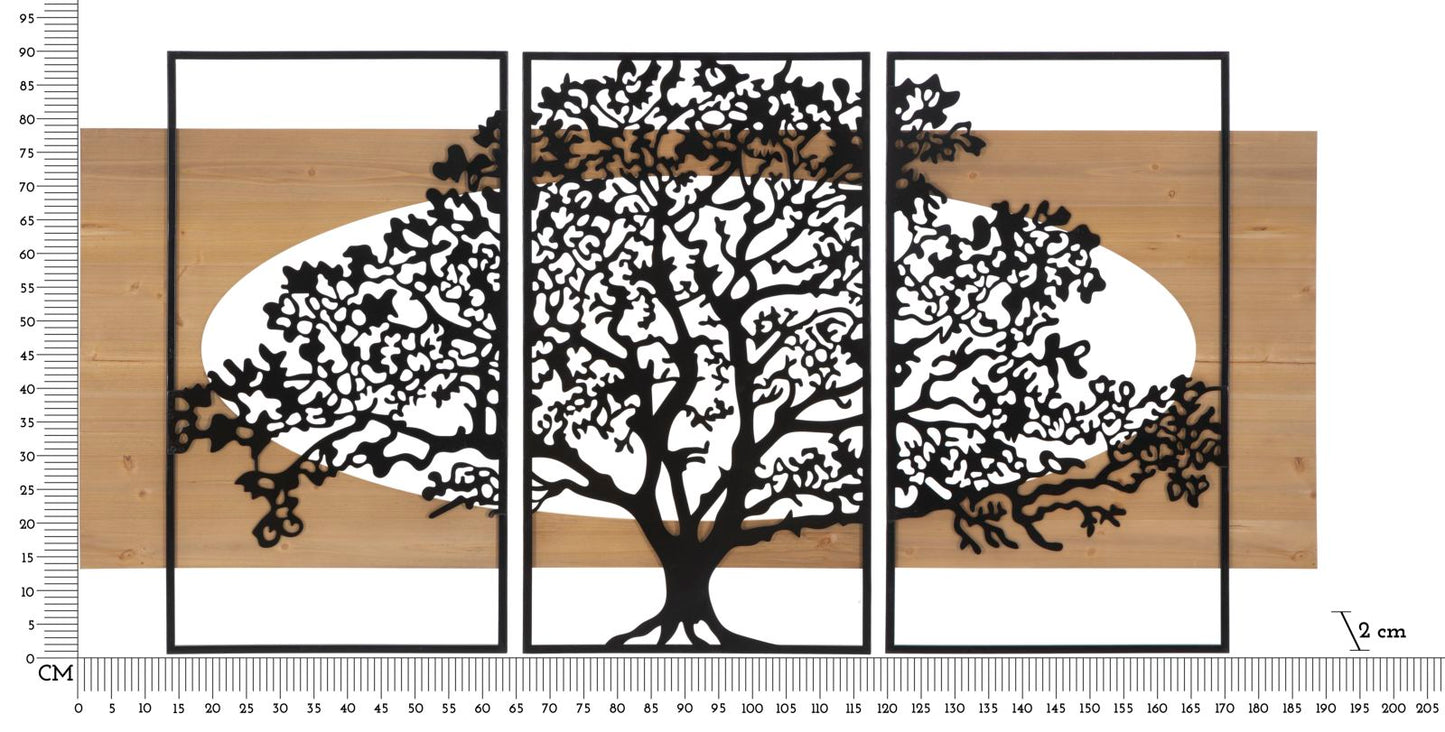 Painel de Parede Tree Ferro E Wood Conjunto 3pz Cm 176x2x90 (63x2x90-50x2x90)