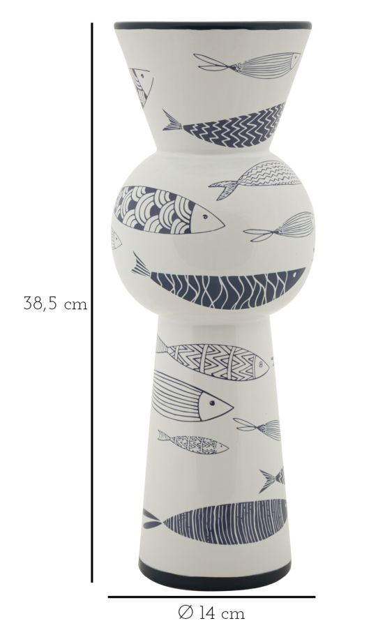 Jarra Cerâmica Fish Tall Cm ø 14x38,5