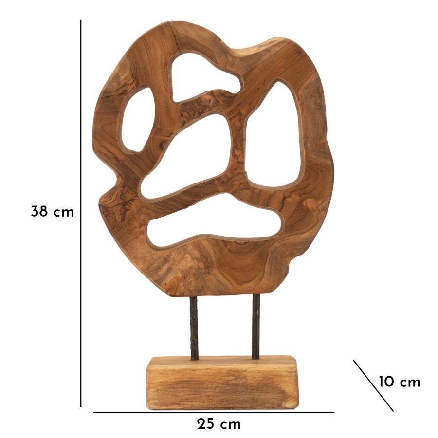 Escultura Lubang em Teca Reciclada Cm 25x10x38