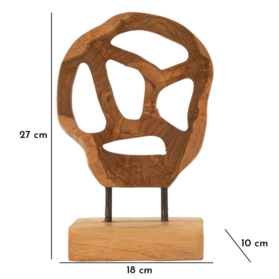 Escultura Lubang em Teca Reciclada Cm 18x10x27