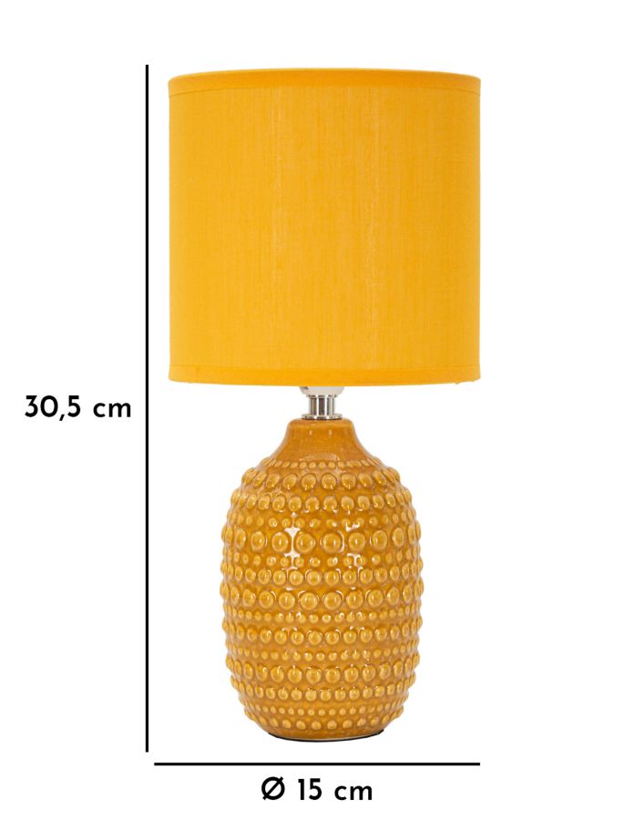 Candeeiro de Mesa de Cabeceira Pintas Ocra Cm ø 15x 30,5