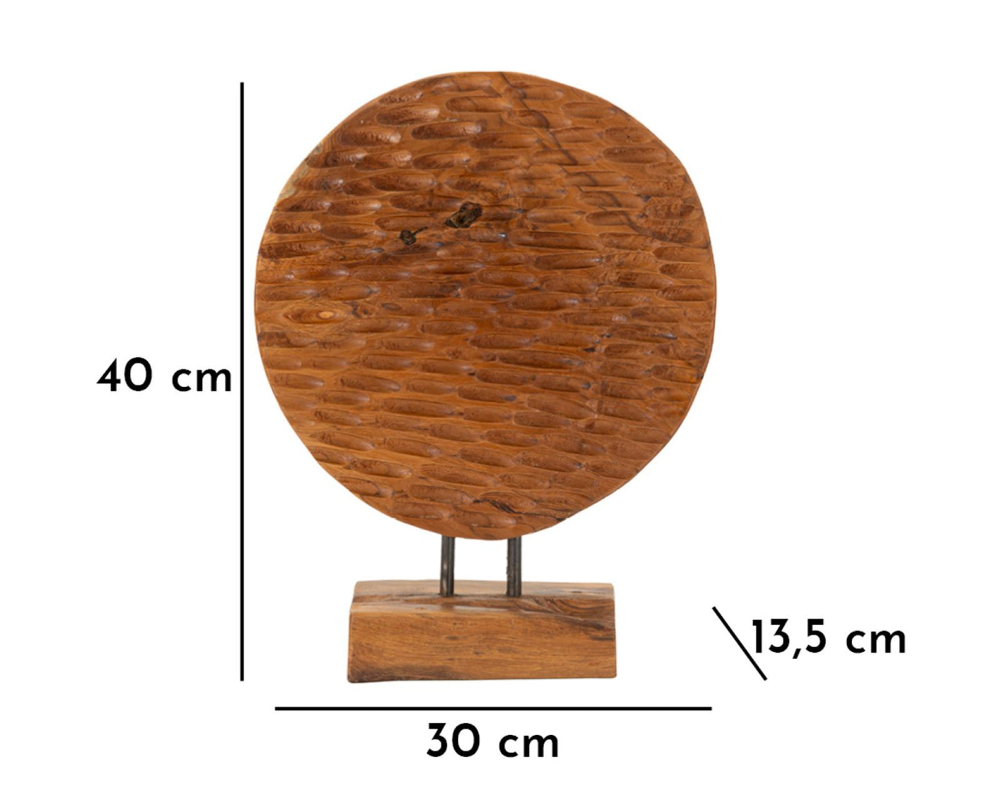Escultura Coin em Teca Reciclada Cm 30x15,5x40