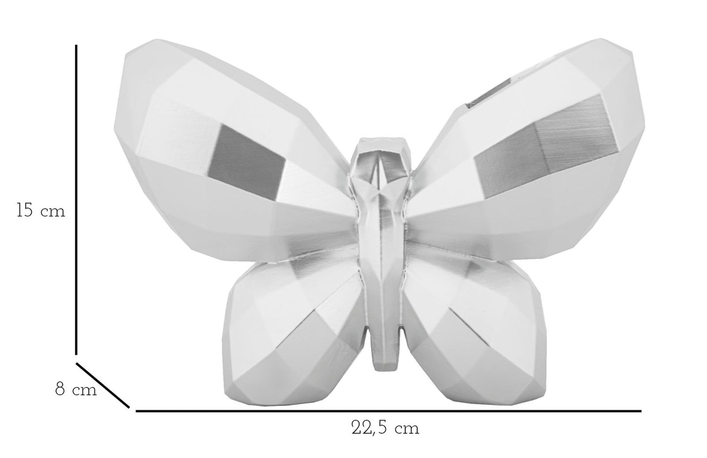 Jarra Borboleta Prateado Cm 22,5x8x15