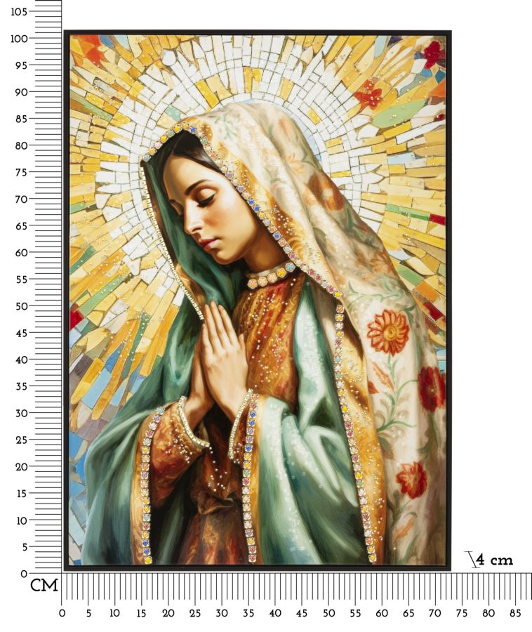 Pintura Sobre Tela Lacado Madonna -A- com Moldura Cm 72x4x102