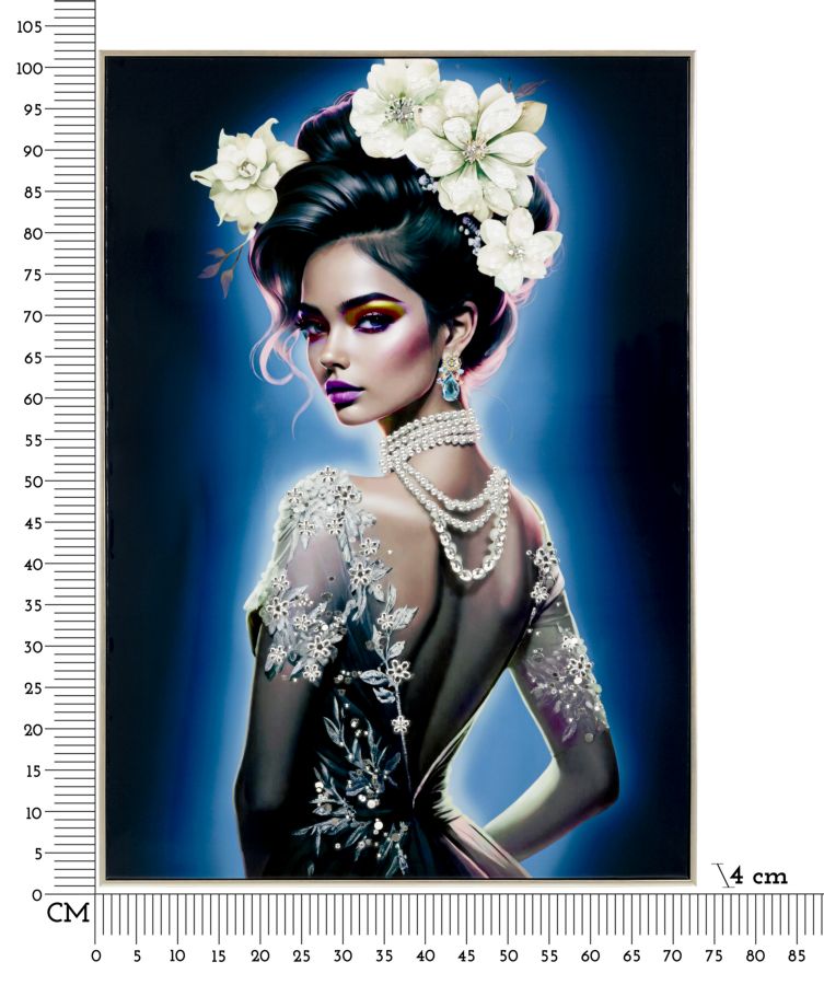 Pintura Sobre Tela Lacado Isabel com Moldura -B- Cm 72x4x102