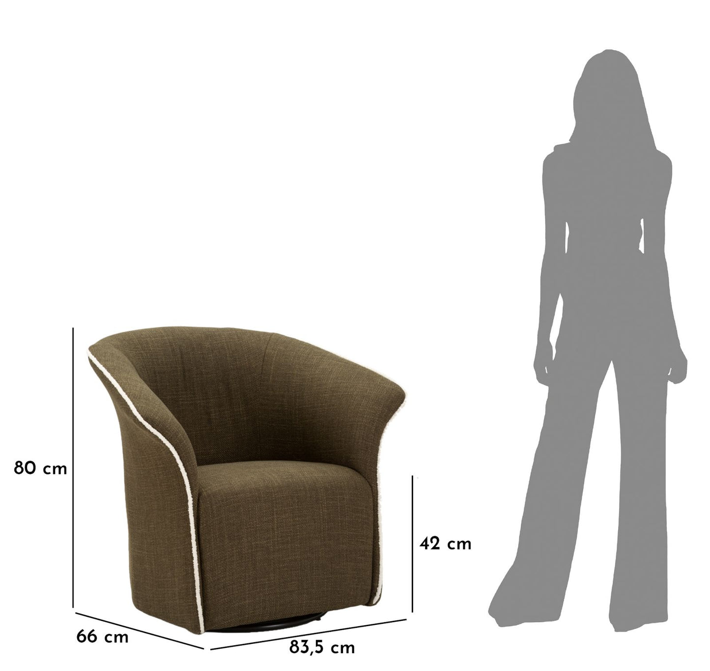 Poltrona Girevole Siena Verde Cm 83,5x66x80 (seduta Altezza Cm 42)
