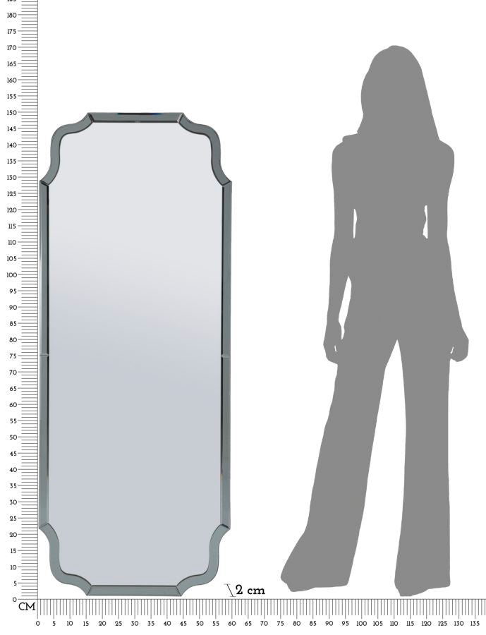Espelho de Parede Istanbul Grigio Cm 60x2x150 (misura Espelho Cm 54x143,5)