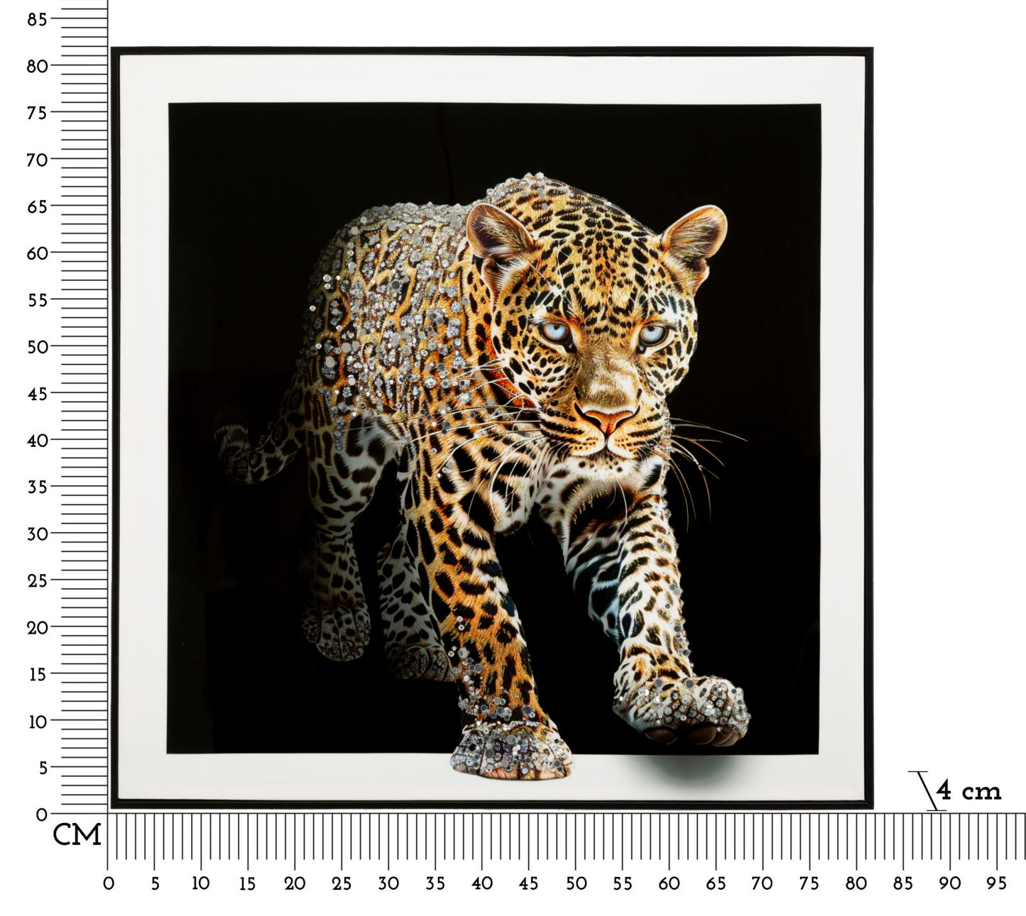 Pintura Sobre Tela Lacado Giaguaro com Moldura -A- Cm 82x4x82