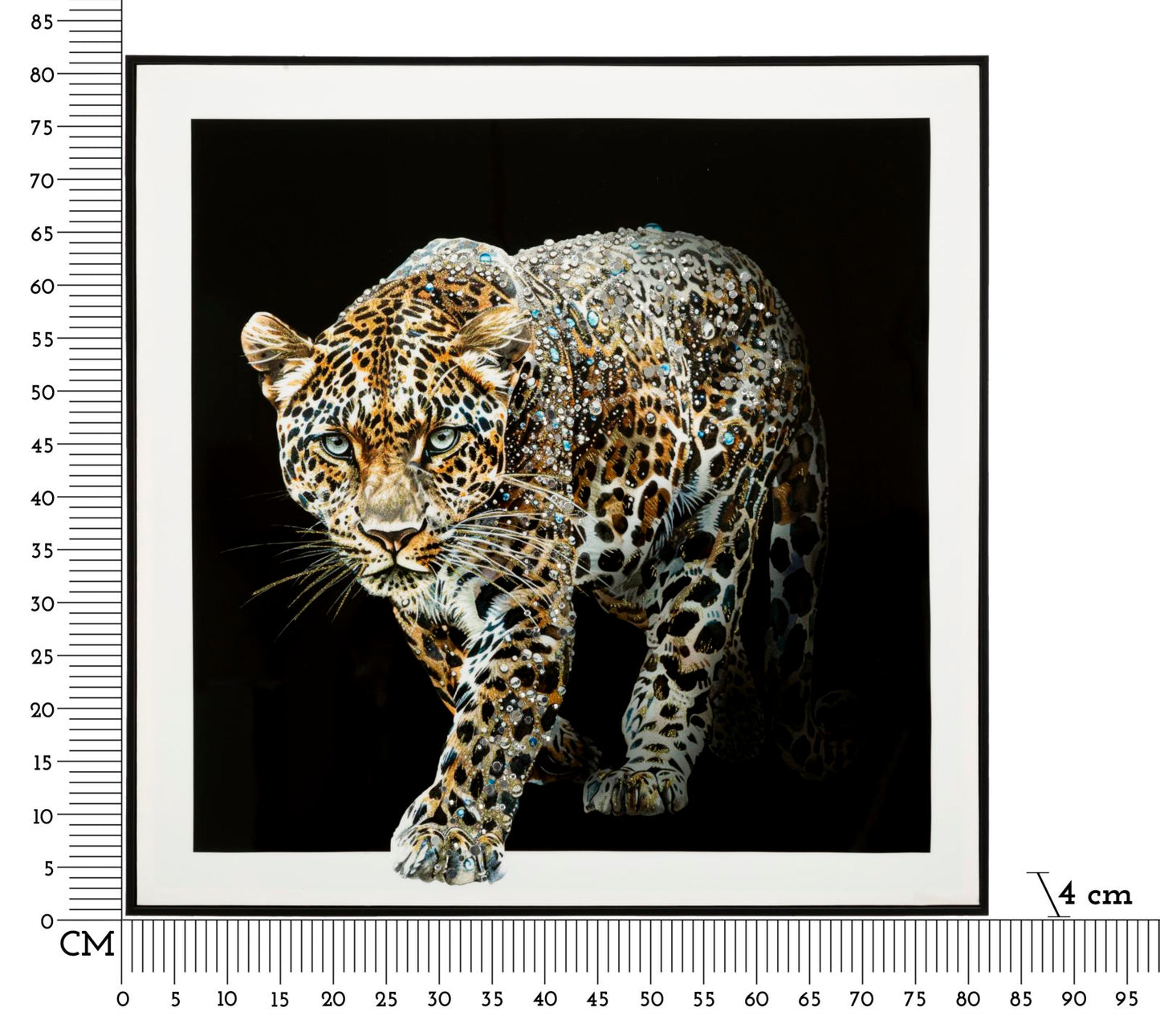 Pintura Sobre Tela Lacado Giaguaro com Moldura -B- Cm 82x4x82