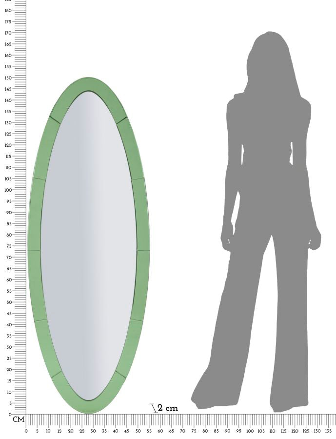Espelho de Parede Oslo Verde Cm 55x2x150 (misura Espelho Cm 42,5x137,5)