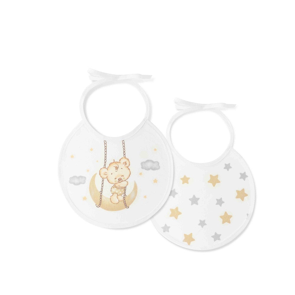 Pack 2 Babetes 20X20 Osito Luna Estrellas Bege Interbaby
