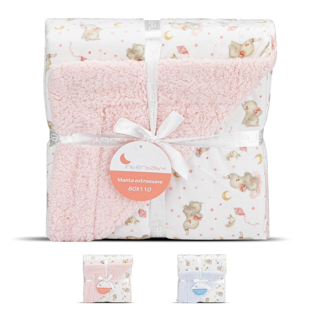 Manta Com Carneiro Elefante Rosa Interbaby