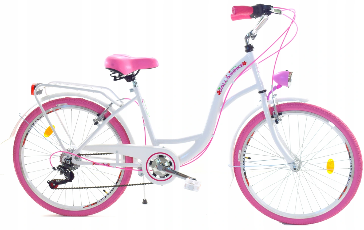 Bicicleta menina 24 polegadas 6 velocidades rosa e branco
