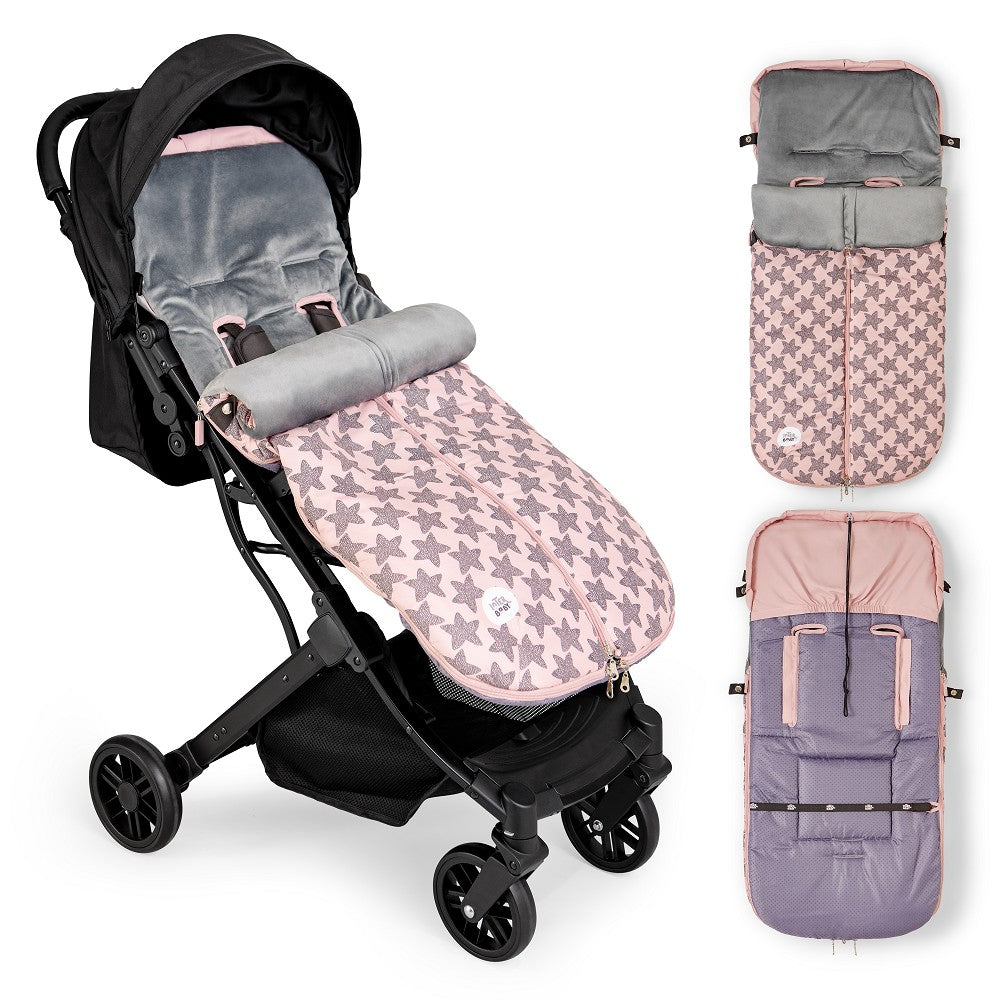 Saco Universal Para Carrinho de passeio Impermeável 46X105 Cms Coralina Star Marino Rosa Interbaby