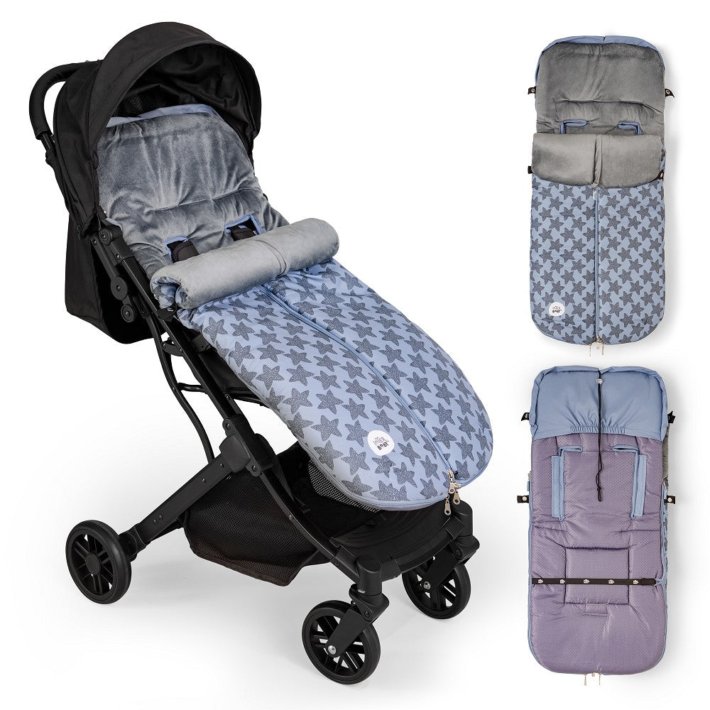 Saco Universal Para Carrinho de passeio Impermeável 46X105 Cms Coralina Star Marino Cinza Interbaby