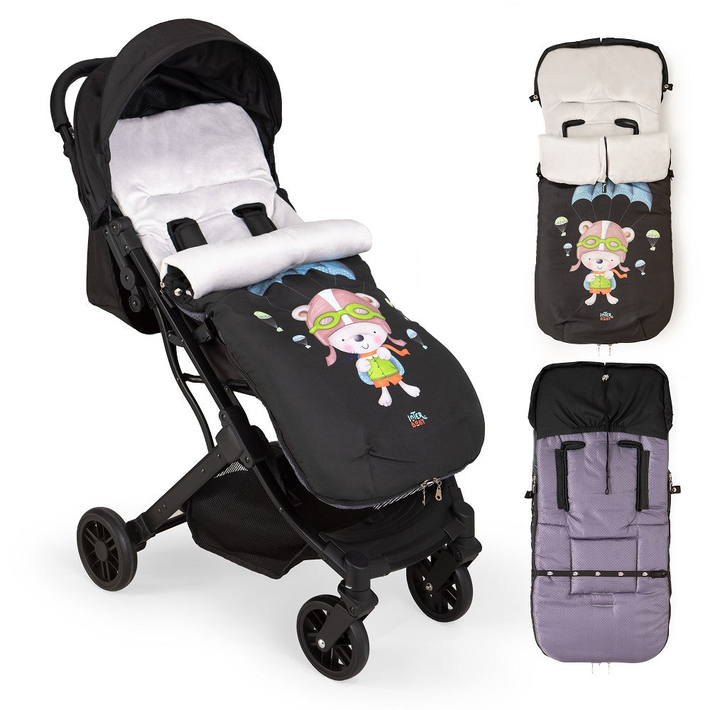 Saco Universal Para Carrinho de passeio Impermeável 46X105 Cms Coralina Paraquedista Azul Interbaby