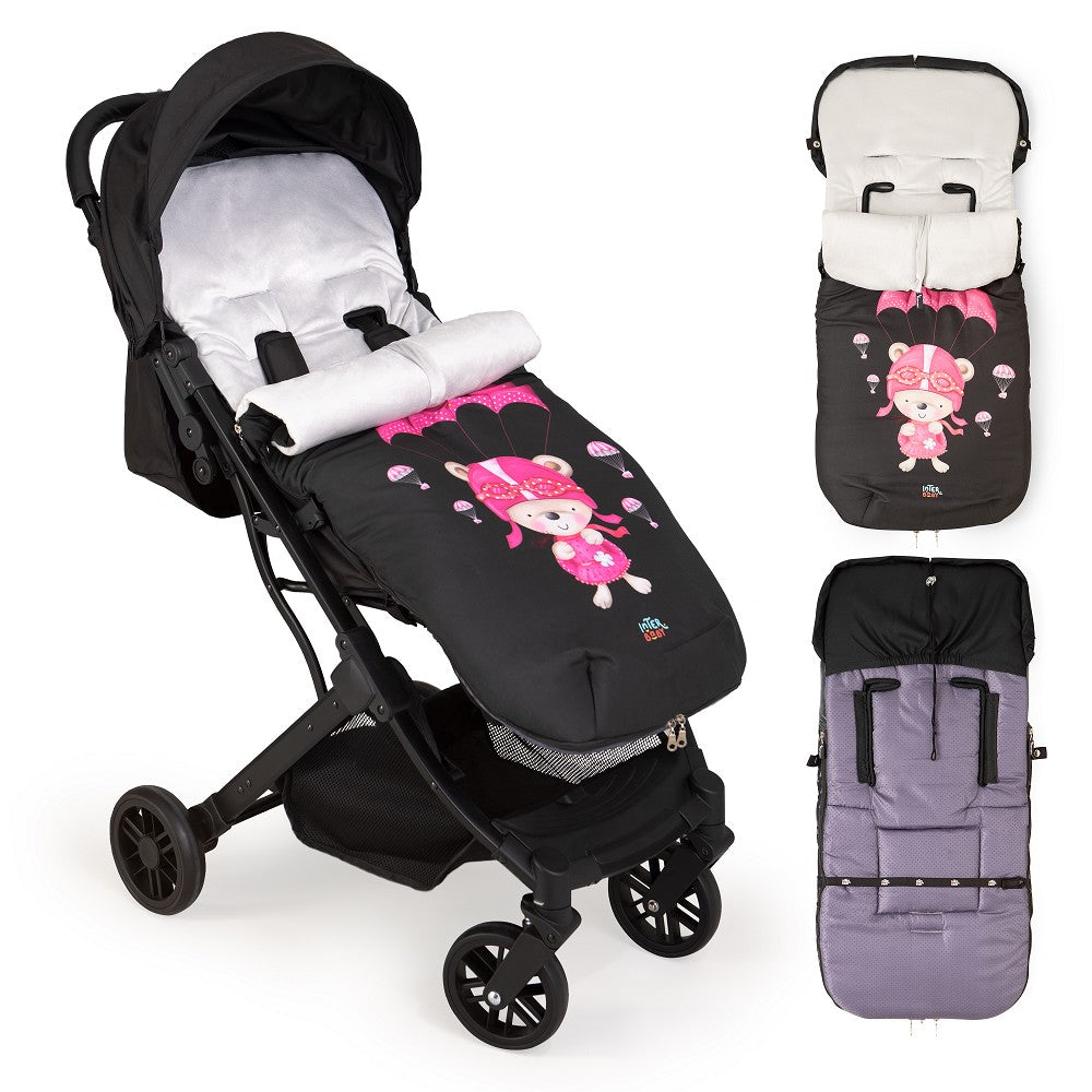 Saco Universal Para Carrinho de passeio Impermeável 46X105 Cms Coralina Paraquedista Rosa Interbaby