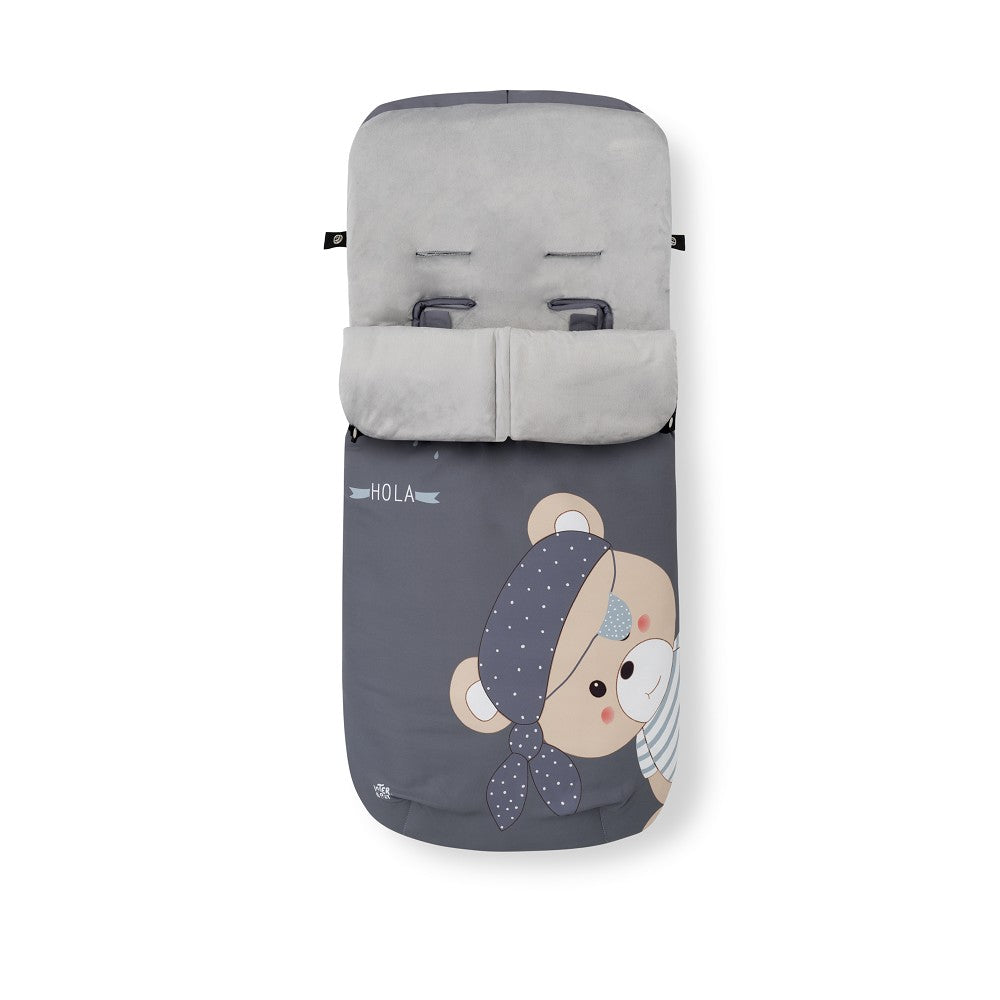 Saco Universal Para Carrinho de passeio Impermeável 46X105 Cms Coralina Pirata Cinza Interbaby