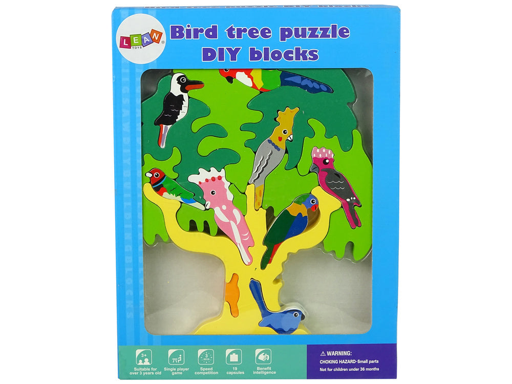 Puzzle de Madeira Árvore dos Pássaros DIY Educativo