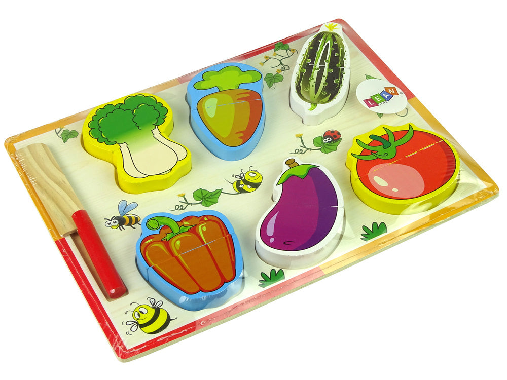 Brinquedo cortar legumes madeira 6 peças