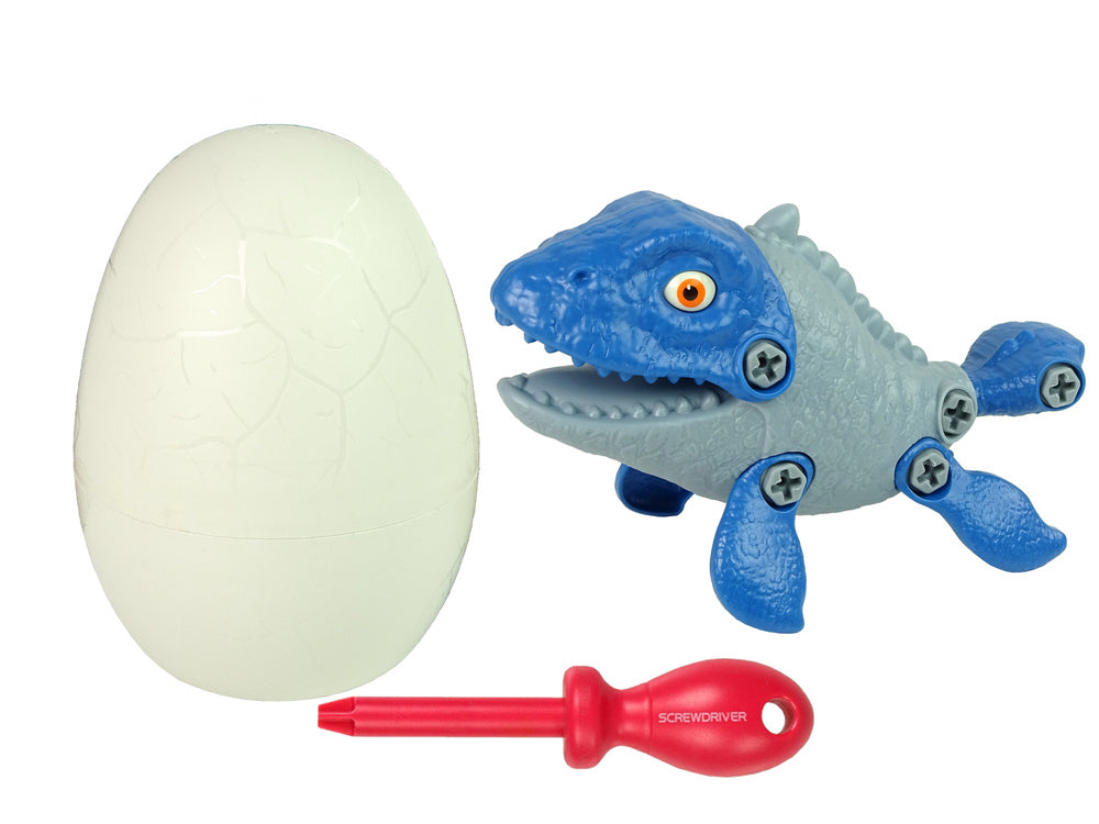 Dinossauro mosasaurus com ovo DIY aparafusadora azul