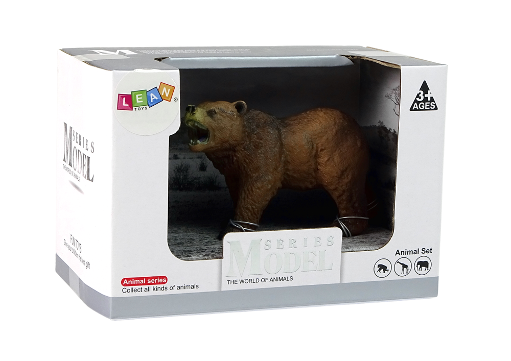 Urso Castanho Realista a Rugir, Coleção Animais do Mundo 20 cm