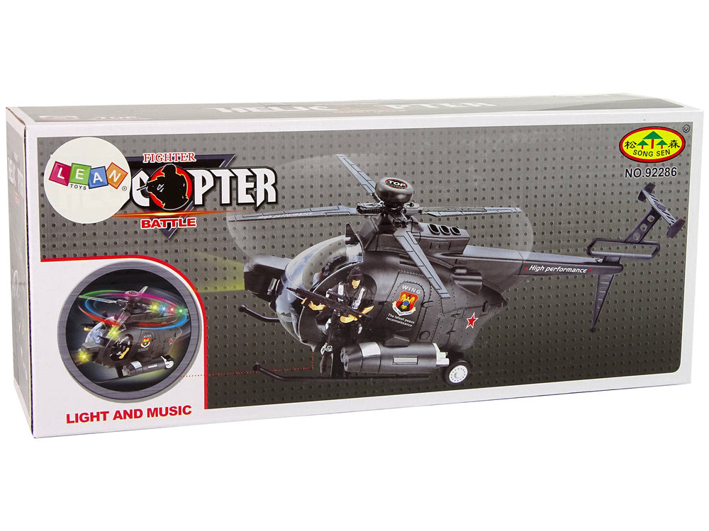 Helicóptero militar luz som