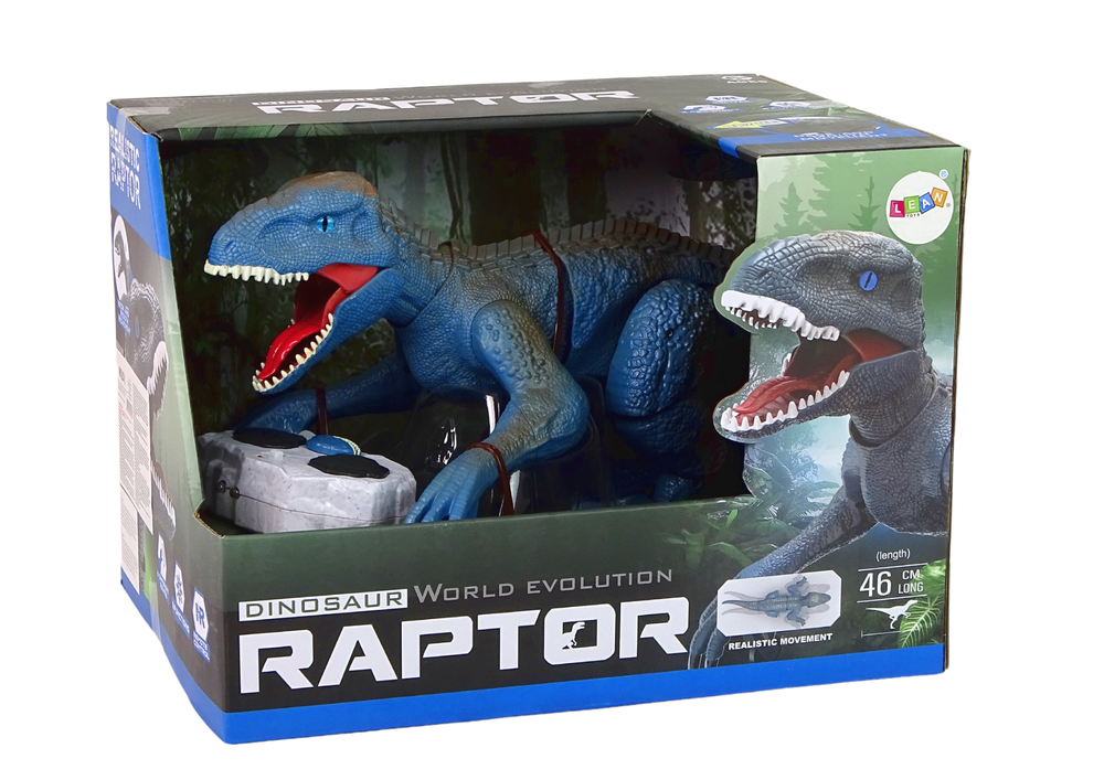 Dinossauro telecomandado velociraptor som azul