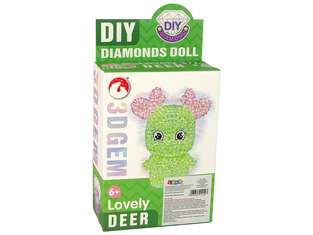 Kit criativo diamantes rena verde porta-chaves 3D