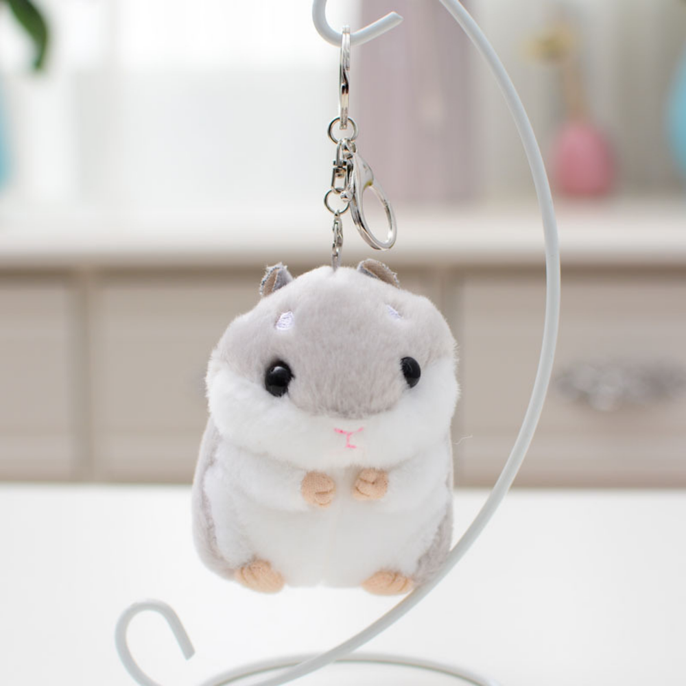 Porta-chaves peluche hamster cinzento 10 cm