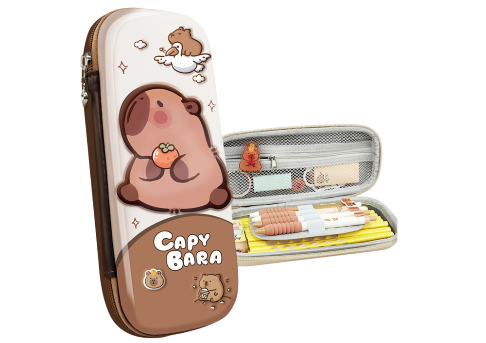Estojo escolar capivara castanho