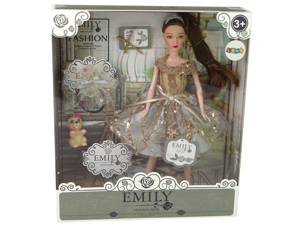 Boneca Emily com cão e cabelo comprido