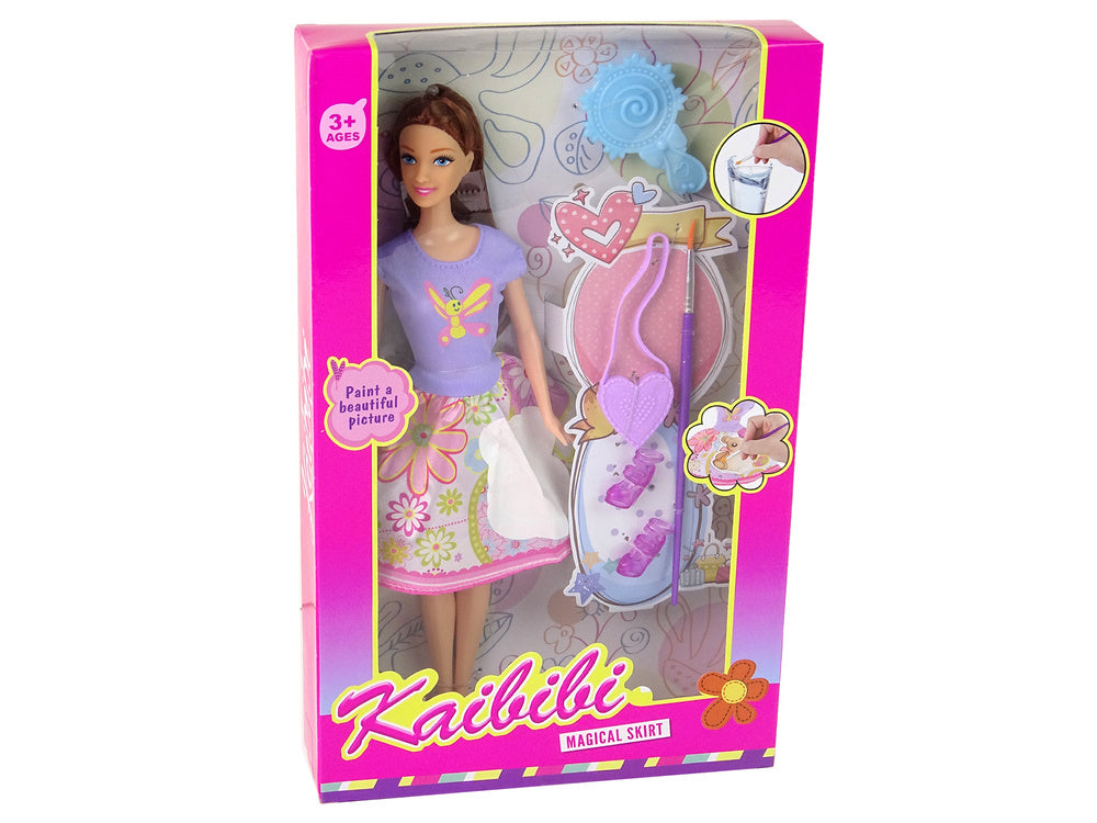 Boneca Morena com Vestido para Pintar