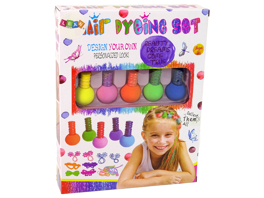 Conjunto infantil para colorir o cabelo, 5 tintas e borrachas