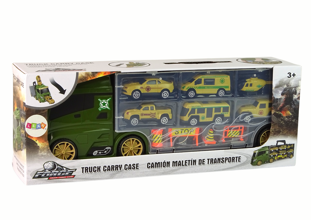 Camião de reboque com mola para carros verdes