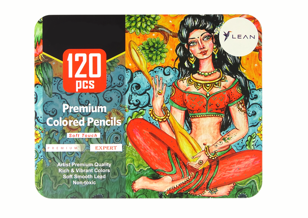Conjunto de artista 120 peças com lápis em organizador