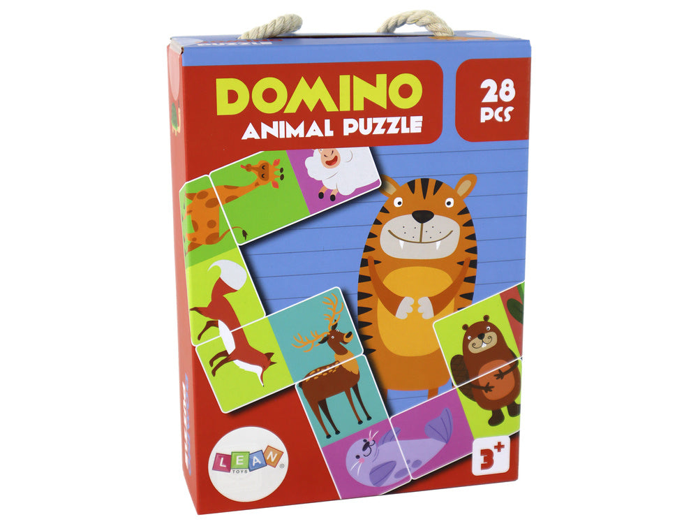 Jogo de lógica dominó dupla face animais 28 peças