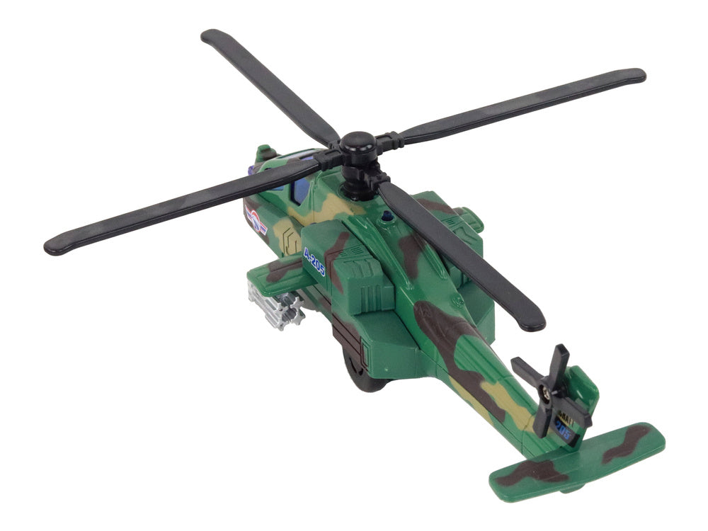 Helicóptero militar em alumínio com luz e som (1 unidade, sortido)