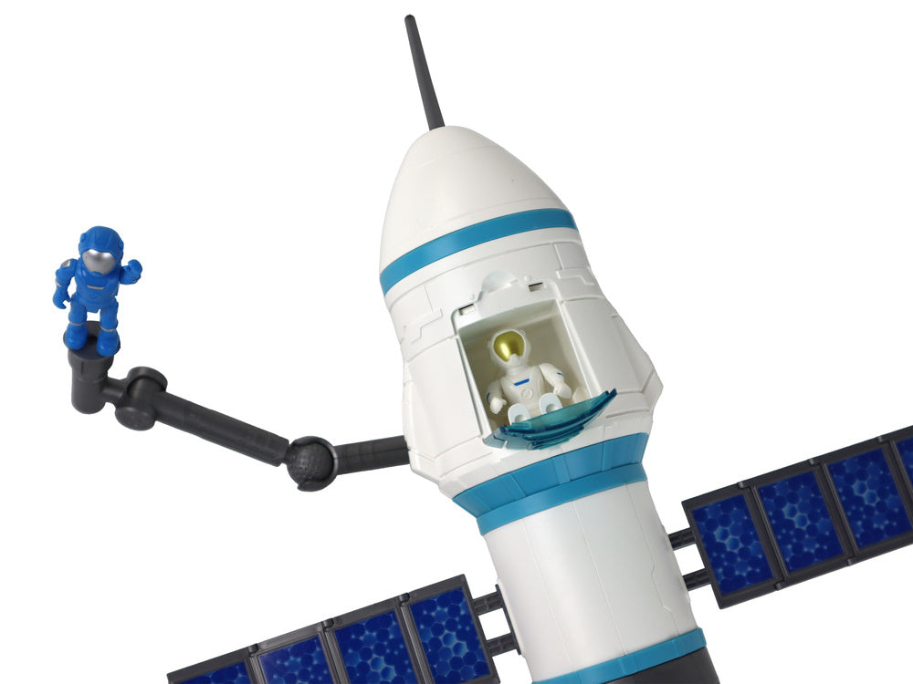 Lançador missão espacial com astronautas e foguetão, 15 peças
